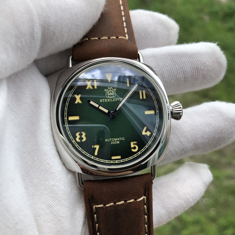 STEELDIVE 1936 Unique Californian Dive Watch 200m Sapphire Crystal Automatic Watches Men Self  Wind 42mm Polish Steel Watch Man