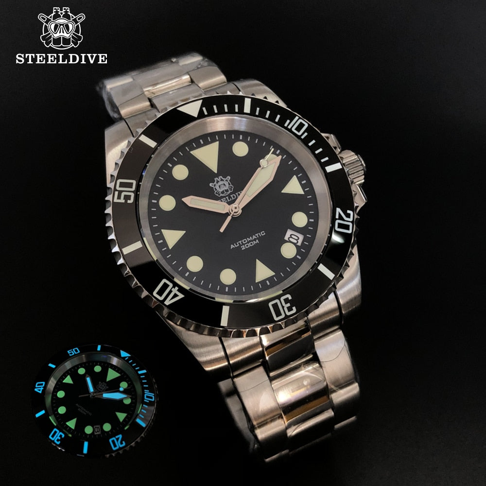 STEELDIVE 1954 Deep Sea Dive Watch 200m Japan NH35 Automatic Self Wind Ceramic Bezel Sapphire Crystal Diving Mechanical Watch