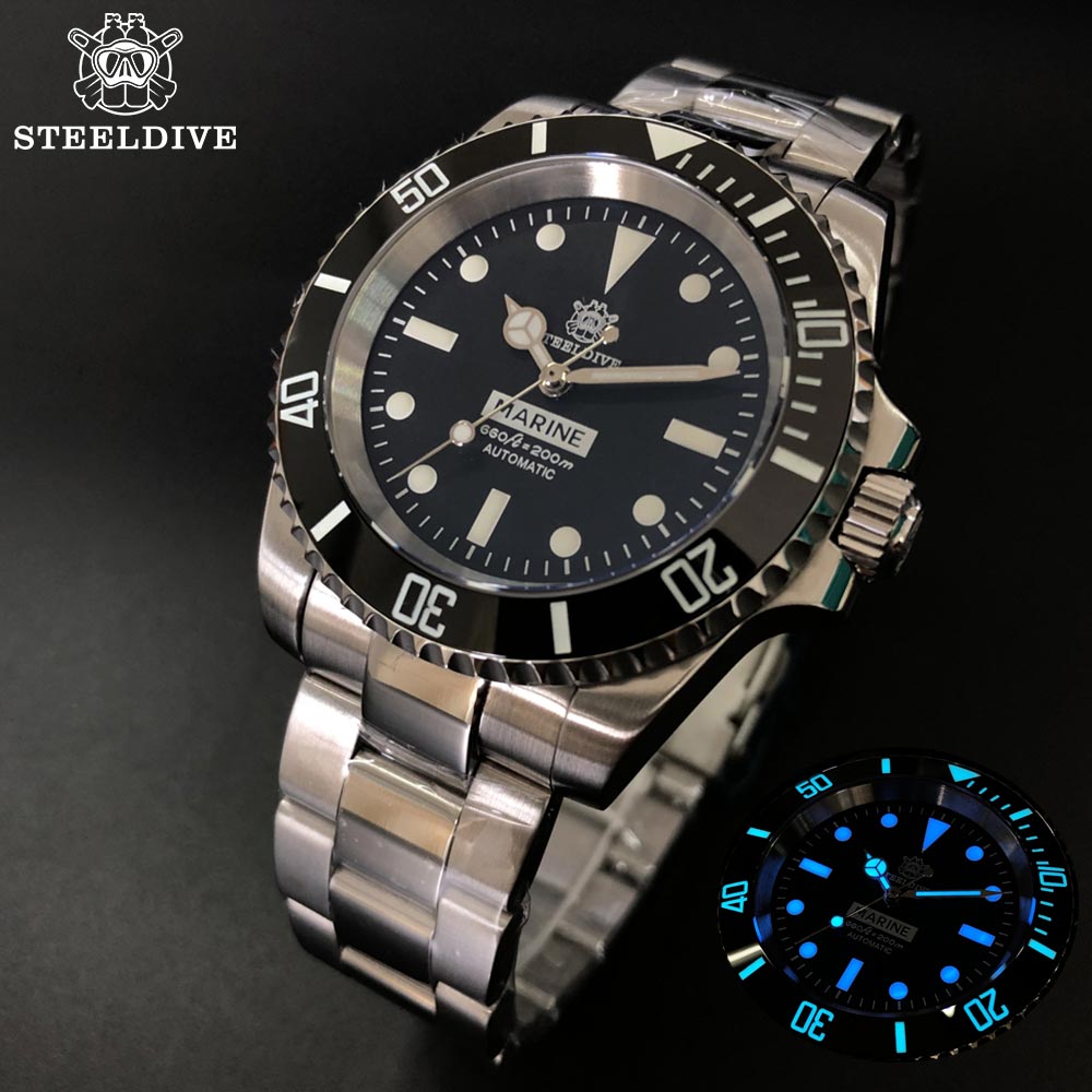STEELDIVE 1954 Deep Sea Dive Watch 200m Japan NH35 Automatic Self Wind Ceramic Bezel Sapphire Crystal Diving Mechanical Watch