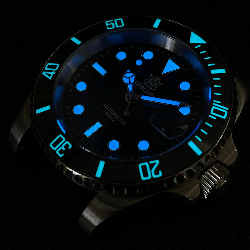 STEELDIVE Design JAPAN NH35 Automatic Dive Watch SD1953 Calendar Magnifying Glass Ceramic Bezel 300M Waterproof Men&#39;s Wristwatch