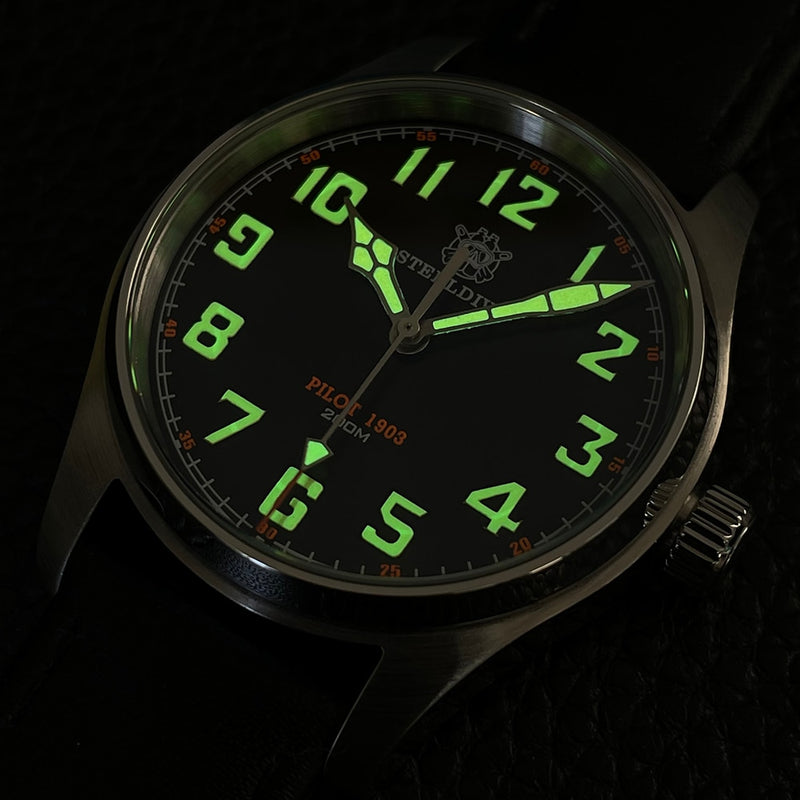 STEELDIVE Design Quartz Watch SD8103 Japan VH31 Movement 316L Stainless Steel Men's Watch Waterproof C3 Green Luminous Reloj