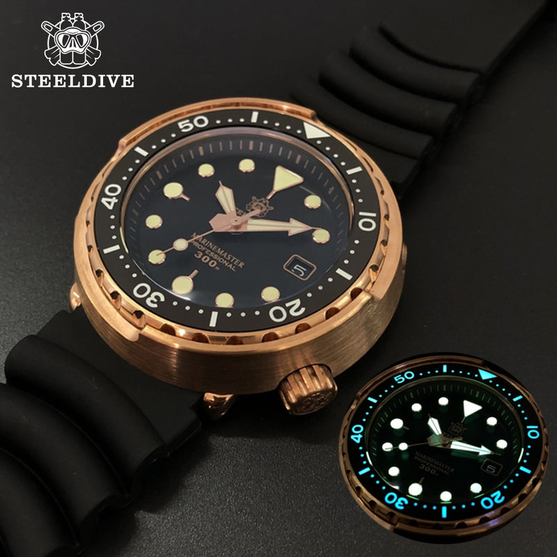 STEELDIVE Germany CuSn8 Tin Bronze 300m Dive Watch Sapphire Ceramic bezel NH35 Automatic Watches Bronze Tuna Mechanical Watch
