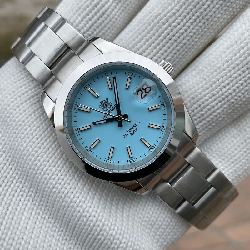 STEELDIVE Luxury Brand SD 1934 Turquoise Dial 39MM Steel Case 20 Bar NH35 Mechanical Women Business Watches Gift