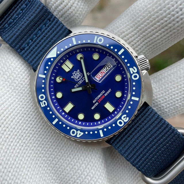 STEELDIVE Mens Diver Watches Automatic Watch Turtle 200M Waterproof Wristwatch Luminous Sapphire NH36 Ceramic Bezel Week Date