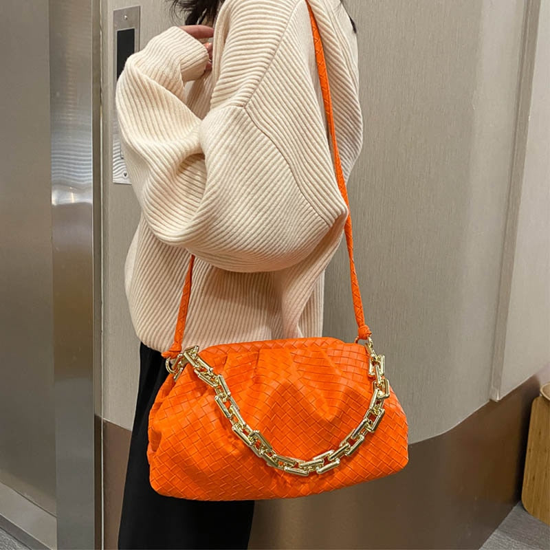 SWDF Luxury Brand Handbag Women's Bag Pu Leather Fashion Thick Chain Shoulder BagsTrendy Crossbody Bags For Women 2021 New Purse