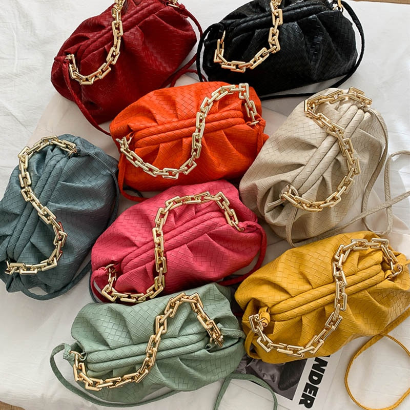 SWDF Luxury Brand Handbag Women's Bag Pu Leather Fashion Thick Chain Shoulder BagsTrendy Crossbody Bags For Women 2021 New Purse