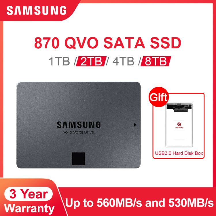 Samsung 870 QVO 1TB 2TB 4TB 8TB Internal SSD 2.5" Solid State Drive V-NAND for Laptop Desktop PC