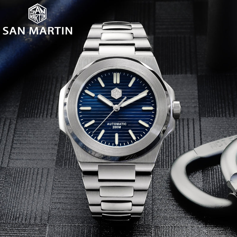 San Martin Diver Retro Classic Luxury Sapphire Crystal Stainless Steel Men Automatic Mechanical Watches 20Bar BGW-9 Luminous