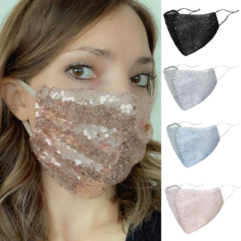 Sequins Outdoor Protection breathable fashion mask for face with adult women Washable Reuse Face Masks Halloween cosplay