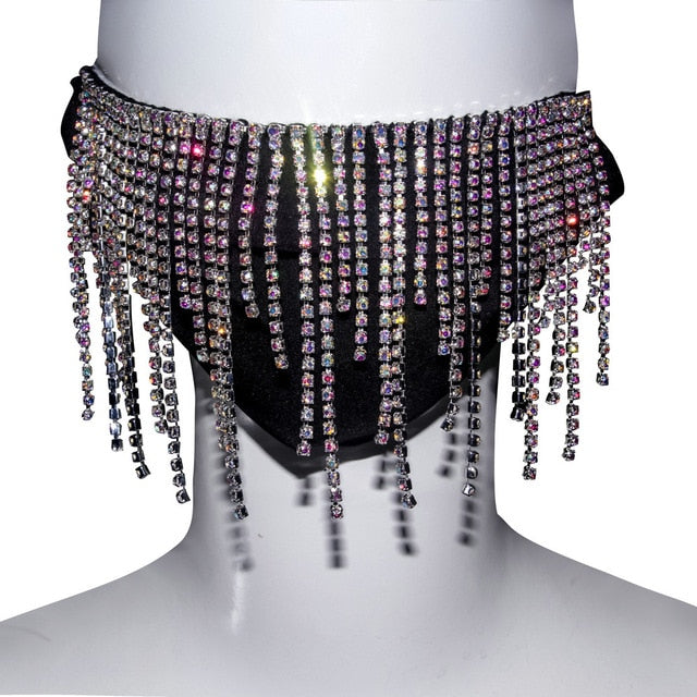 Sexy Shiny Rhinestone Tassel Mask Decoration Face Accessories Cover Face Jewelry for Women Wedding Nightclub Decoration