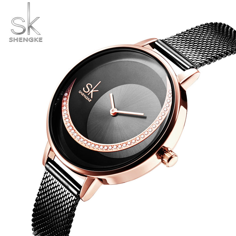 Shengke Crystal Lady Watches Luxury Brand Women Dress Watch Original Design Quartz Wrist Watches Creative Relogio Feminino