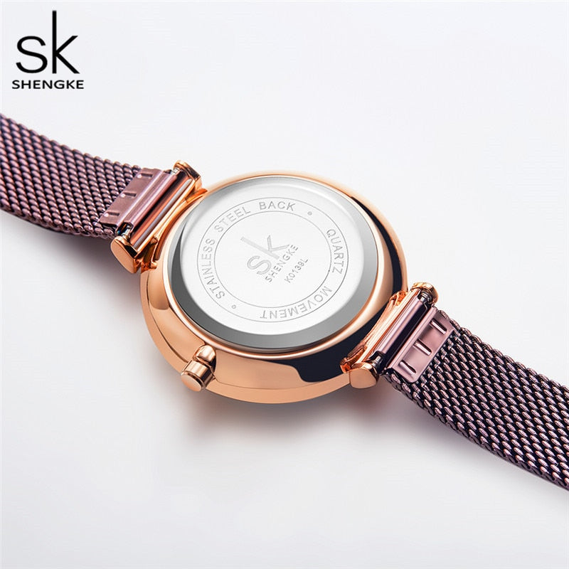 Shengke New Design Women Watches Elegant 32 MM Dial Blue Mesh Band Reloj Mujer Japanese Quartz Movement  Luxury Relogio Feminino