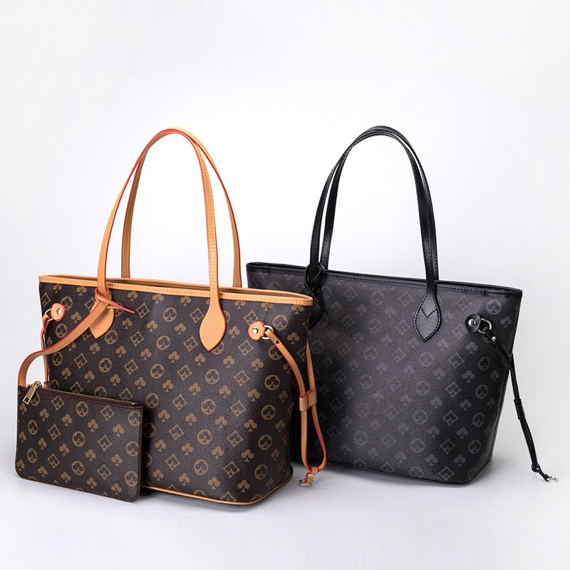 Shoulder Bags And Purse Sets For Women 2021 New Luxury Tote Mahjong Leather Designer Big Shopper Shopping Fashion Retro Handbags