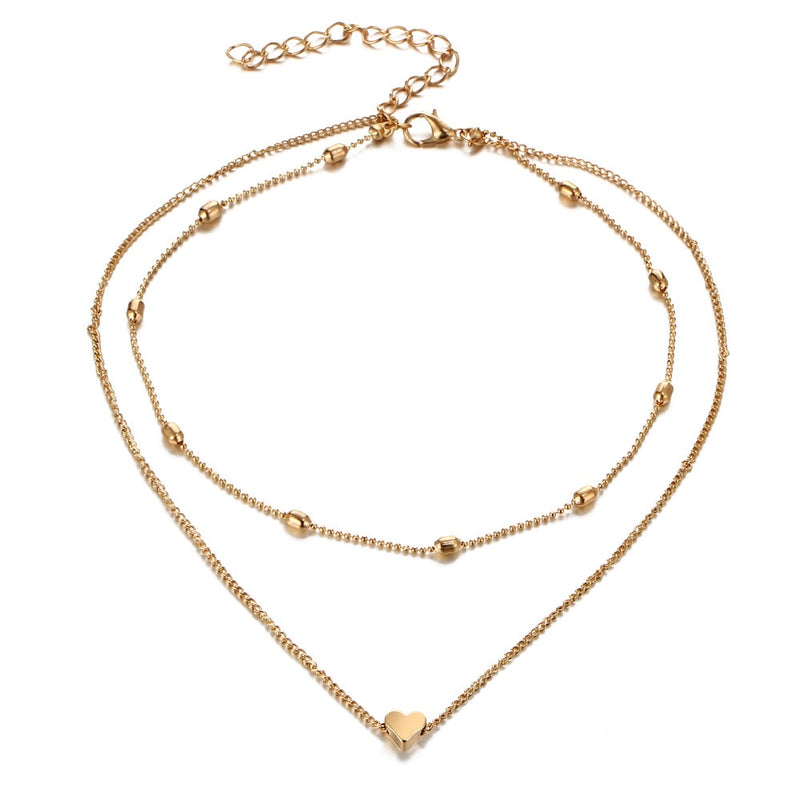 Simple Fashion Female Clavicle Pendant Peach Heart Multi-Layer Clavicle Neck Chain Necklace Heart-Shaped Pendant