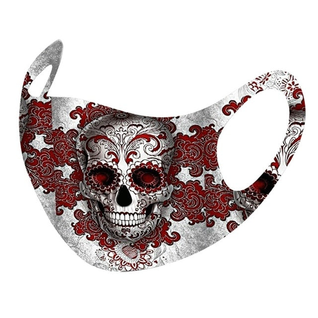 Skull Print Mouth Mask Adult Unisex Halloween Pattern Face Cover Salvaorejas Mascarillas Reusable Washable Breathable Маска