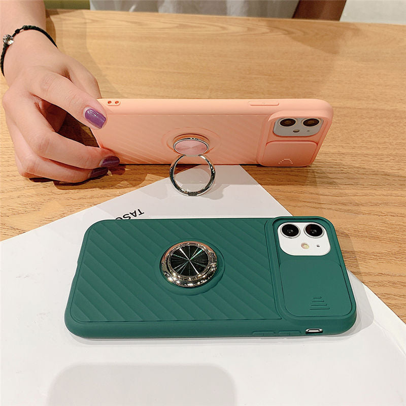 Slide Camera Protection Case For iPhone 12 SE 2020 11 11Pro Max XR XS Max X 8 7 6 6S Plus 11Pro Shockproof Ring Holder Soft Case