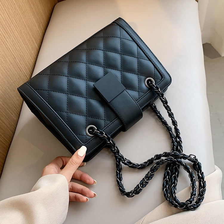 Small Black Pu Leather Crossbody Shoulder Bags for Women 2021 Branded Chain Designer Female Handbags Tote Women's Trend Hand Bag
