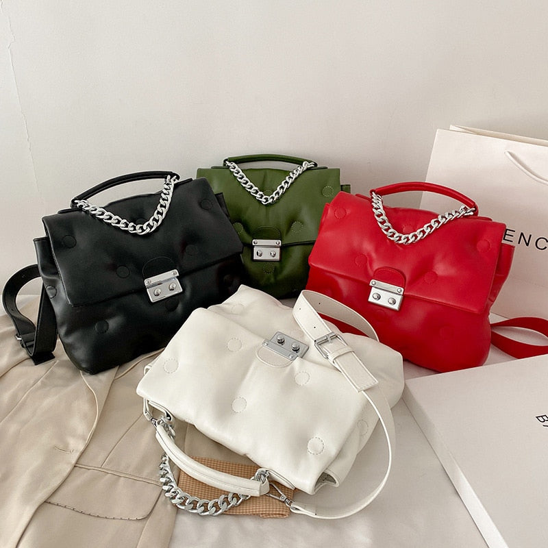 Small Chain Brand Designer PU Leather Crossbody Bags for Women 2021 Simple Totes Shoulder Bag Lady Luxury Handbags and Purses
