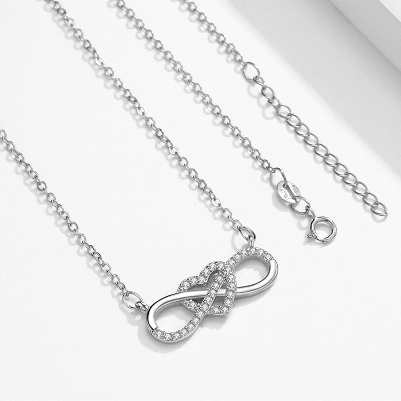 Sodrov 925 Sterling Silver Love & Lucky Chain Necklace Trendy Elegant Heart Fine Jewelry for Women