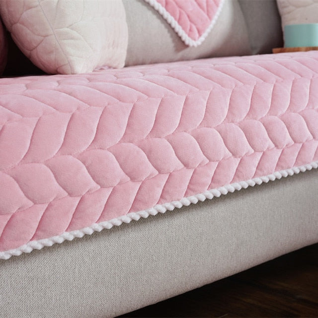 Sofa Protector Cover for Living Room Plain Solid Stretch Sofa Cushion Mat Couch Cover Thicken Plush Chair Sofa Towel Home Decor