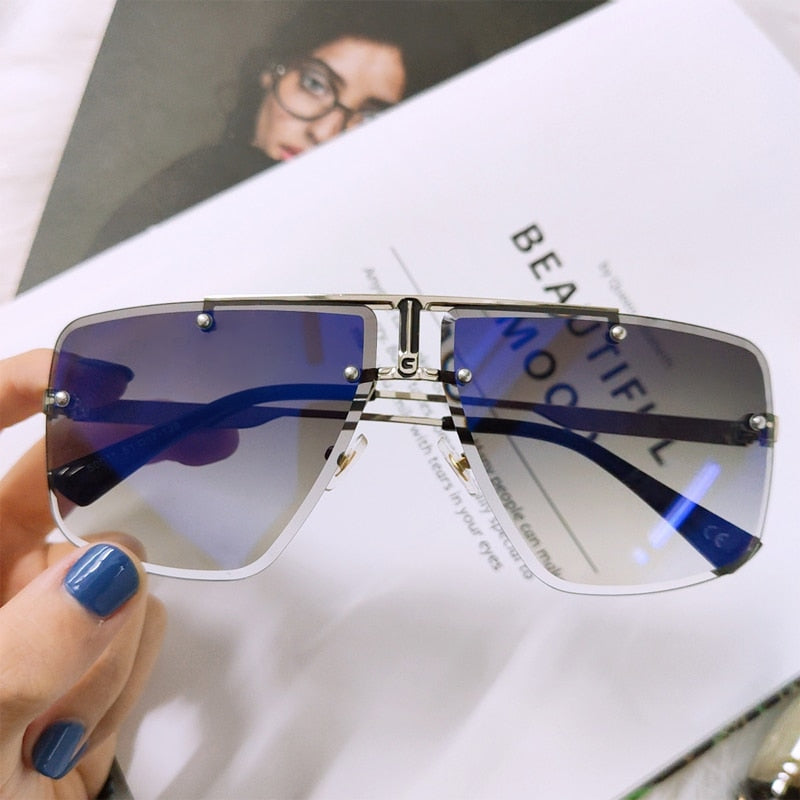 Square Rimless Sunglasses Men 2020 Summer New Fashion Sun Glasses Classic Luxury Brand Shades for Women UV400 zonnebril Eyewear