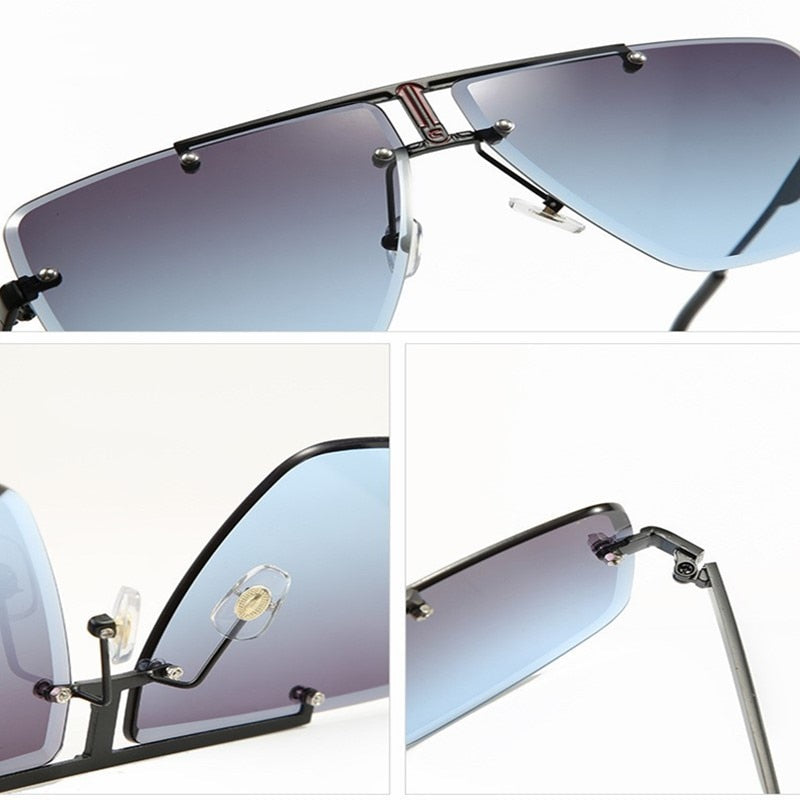 Square Rimless Sunglasses Men 2020 Summer New Fashion Sun Glasses Classic Luxury Brand Shades for Women UV400 zonnebril Eyewear