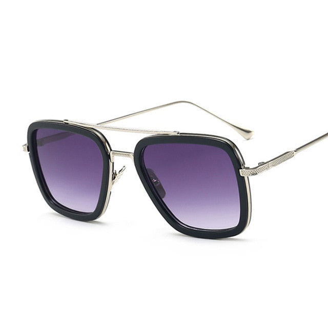 Steampunk Black Sunglasses Women/man Mirrored Designer Brand Women Glasses Vintage Blue Lens Sun Glasses Female UV400