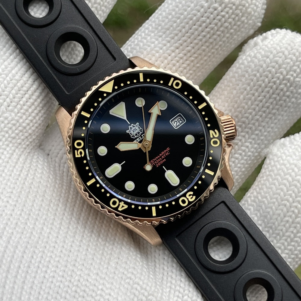 Steeldive 1996S CuSn8 Bronze Diver Watches Automatic Mechanical Retro NH35 Sapphire Crystal Ceramic Bezel Water Resistant Watch