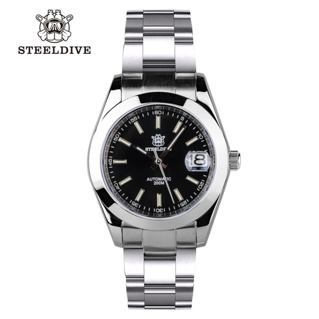 Steeldive SD 1934 Diver Watch Water Ghost Men Automatic Mechanical Watches Coral Blue Dial 20Bar Luminous Date Window