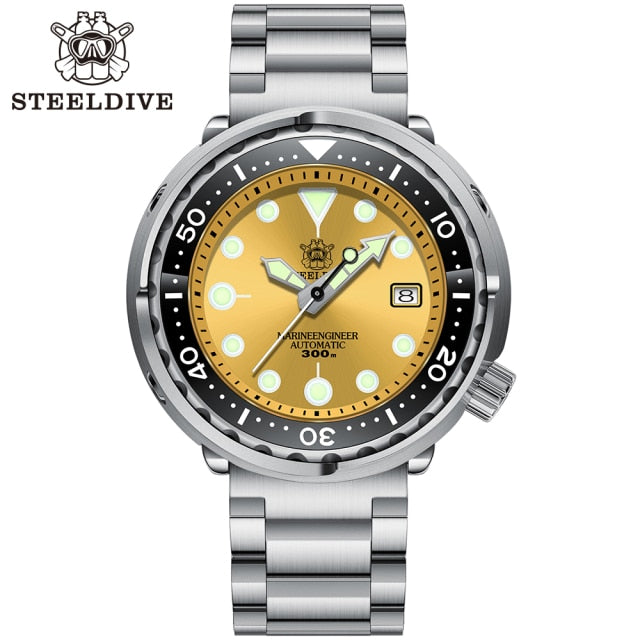 Steeldive SD1975 Black Dial Ceramic bezel 30ATM 300m Waterproof Stainless Steel NH35 Tuna Mens Dive Watch