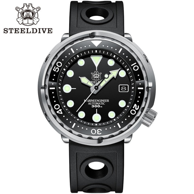 Steeldive SD1975 Black Dial Ceramic bezel 30ATM 300m Waterproof Stainless Steel NH35 Tuna Mens Dive Watch