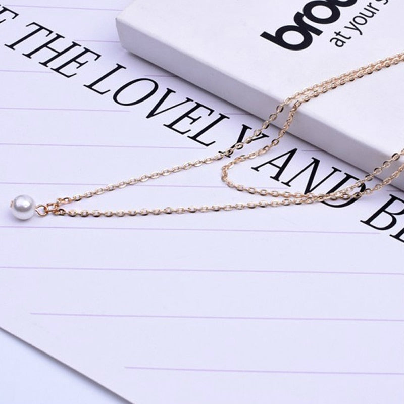 Sweet Simple Double Layer Pearl Collarbone Necklace Charming Women's Choker Chain Pendant Female Fashion New Year Jewelry Gifts