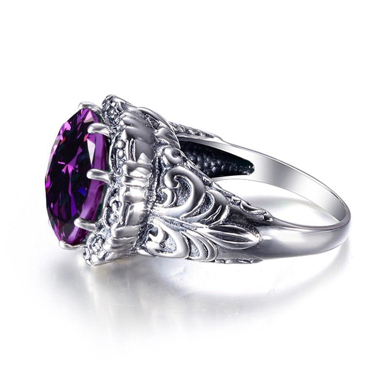 Szjinao Pure 925 Sterling Silver Jewelry Round Amethyst Women Engagement Victoria Wieck Wedding Rings Vintage Wholesale