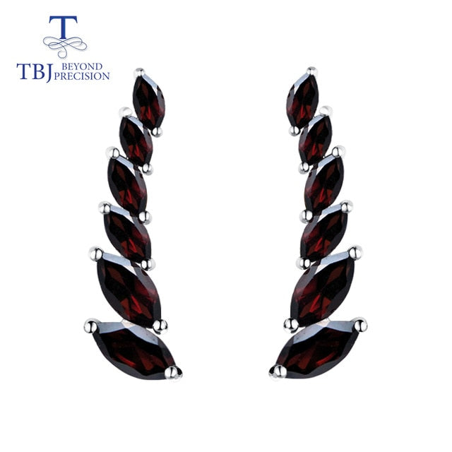 TBJ,natural gemstone garnet earrings  simple design 925 sterling silver fine jewelry for women Black Friday or Christmas gift