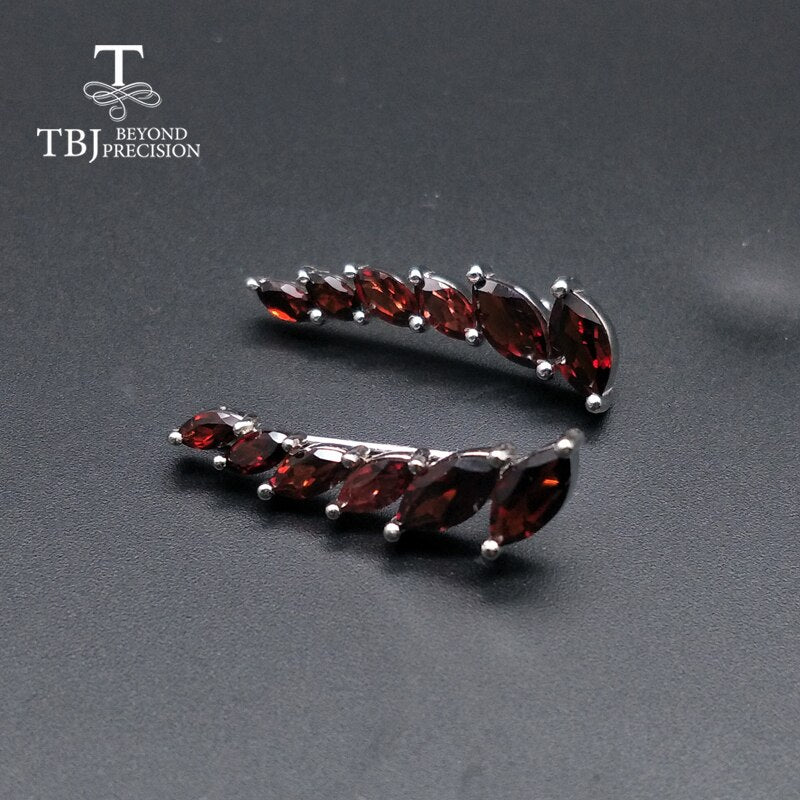 TBJ,natural gemstone garnet earrings  simple design 925 sterling silver fine jewelry for women Black Friday or Christmas gift