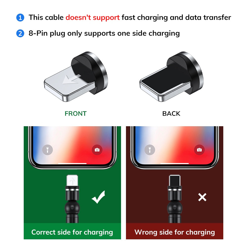 TOPK 540 Rotate Magnetic Cable USB Type C Cable Magnetic Charging Micro USB Cable for iPhone 7 8 11 6 Plus XR XS XiaoMi Samsung