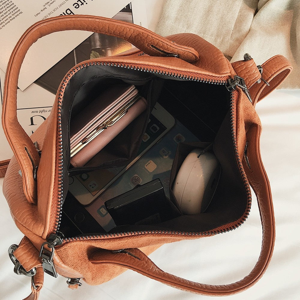 TTOU Women Suede Rivet Handbags Vintage Large Capacity Shopping Bag Casual Daily Tote Bag Female Shoulder Bag Soft Bolsas