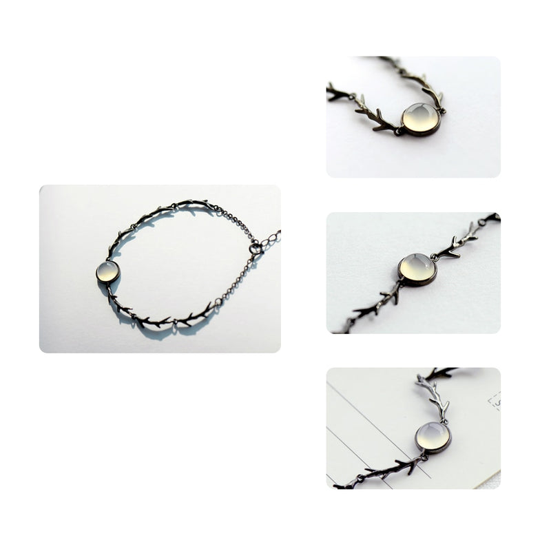 Thaya Moonstone Branch Bracelet s925 Silver Twilight Thin Chain Dainty Gemstone Bracelets Handmade for Women Ladies Jewelry Gift