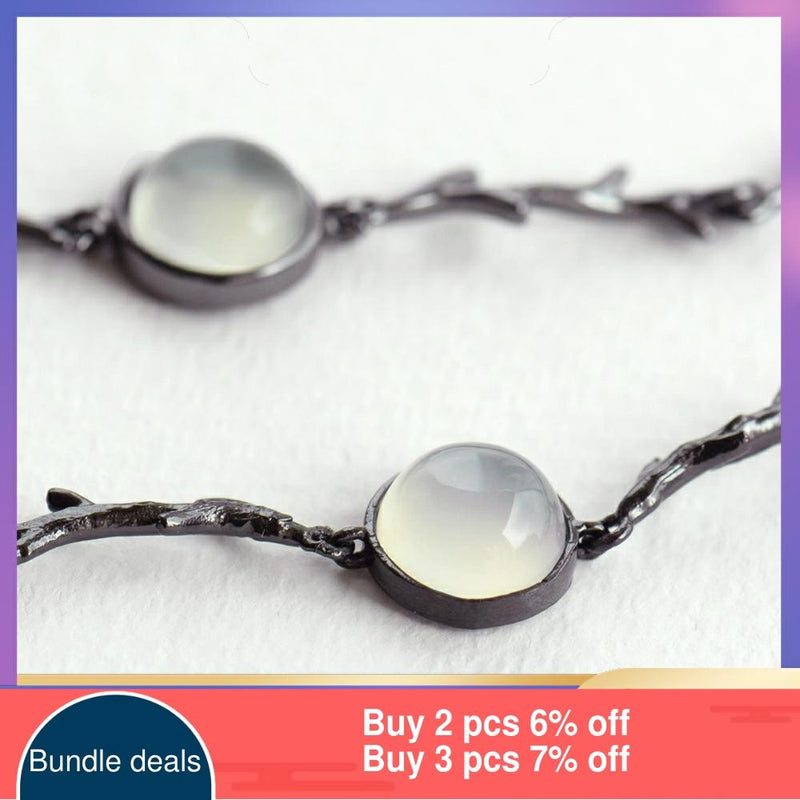 Thaya Moonstone Branch Bracelet s925 Silver Twilight Thin Chain Dainty Gemstone Bracelets Handmade for Women Ladies Jewelry Gift