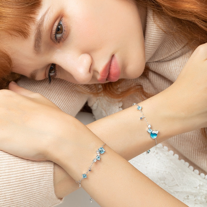 Thaya Original Design S925 Silver Nebule Bracelet Ladies Twelve Constellations Drop Oil Fashion Women Link Bracelet Fine Jewelry