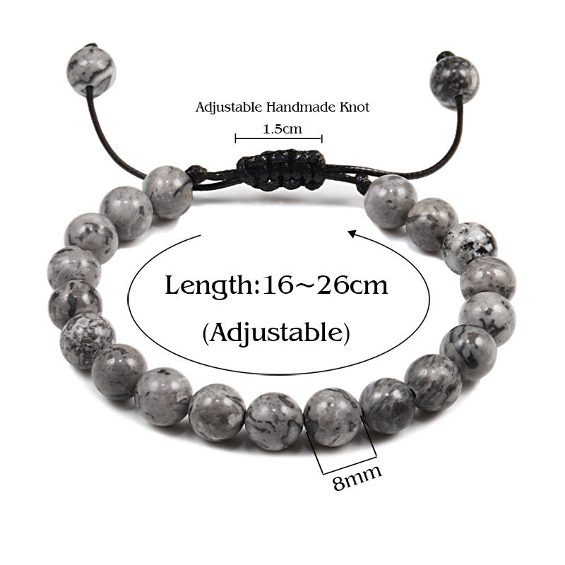 Tiger Eye Stone Beads Bracelet Braided Rope Adjustable Black Lava Charm Healing Balance Beaded Bracelets for Men Women Jewelry