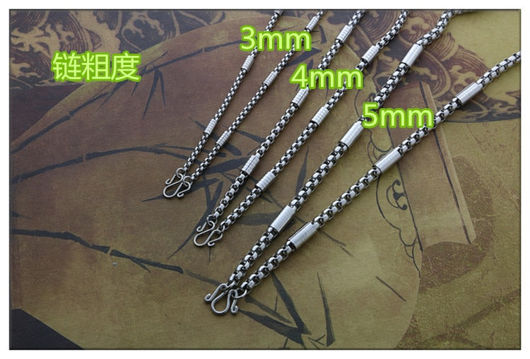 Titanium steel men and women necklace square pearl stainless steel pendant Buddha chain with chain