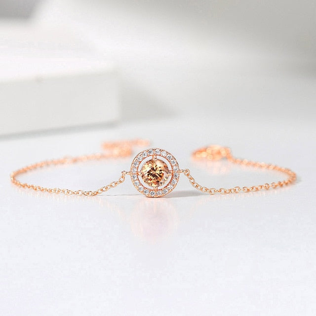 Top Quality Round Micro Mosaic CZ Crystal Rose Gold Color Bracelet Fashion Austrian Crystal Jewelry For Women HotSale H165