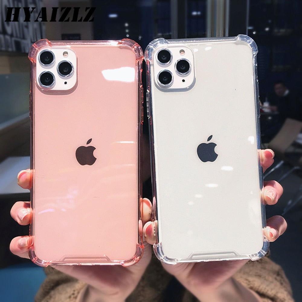 Transparent Shockproof Case for iPhone 12 mini 11 Pro Max XS XR X 6S 7 8 Plus Clear Anti-knock Phone Shell Soft TPU Back Cover