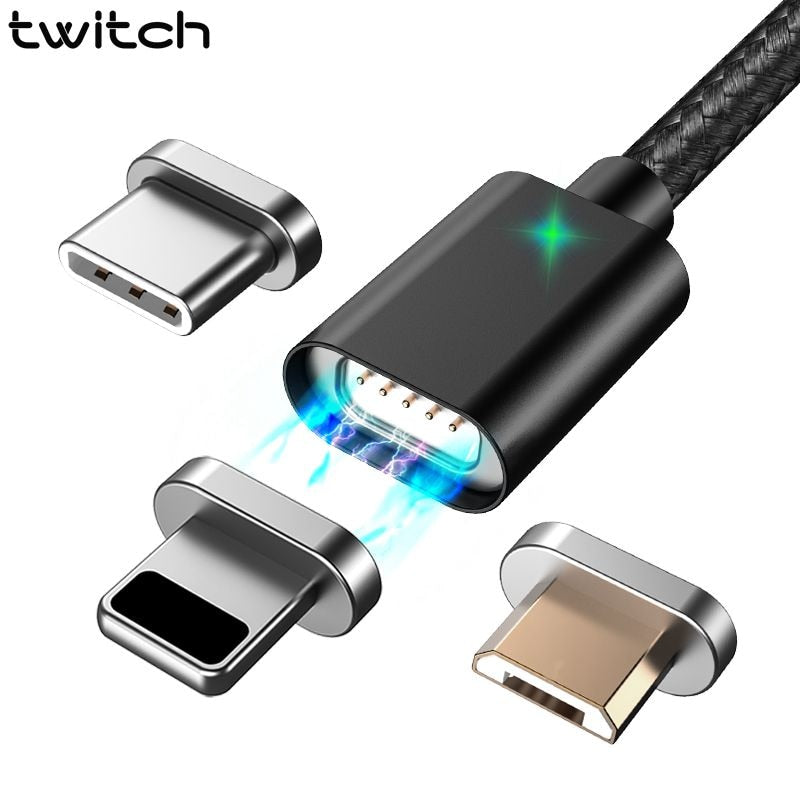 Twitch T05 Magnetic Cable Micro usb Type C Fast Charging Microusb Type-C Magnet Charger Wire usb c For iphone 11 X Xr usb cable