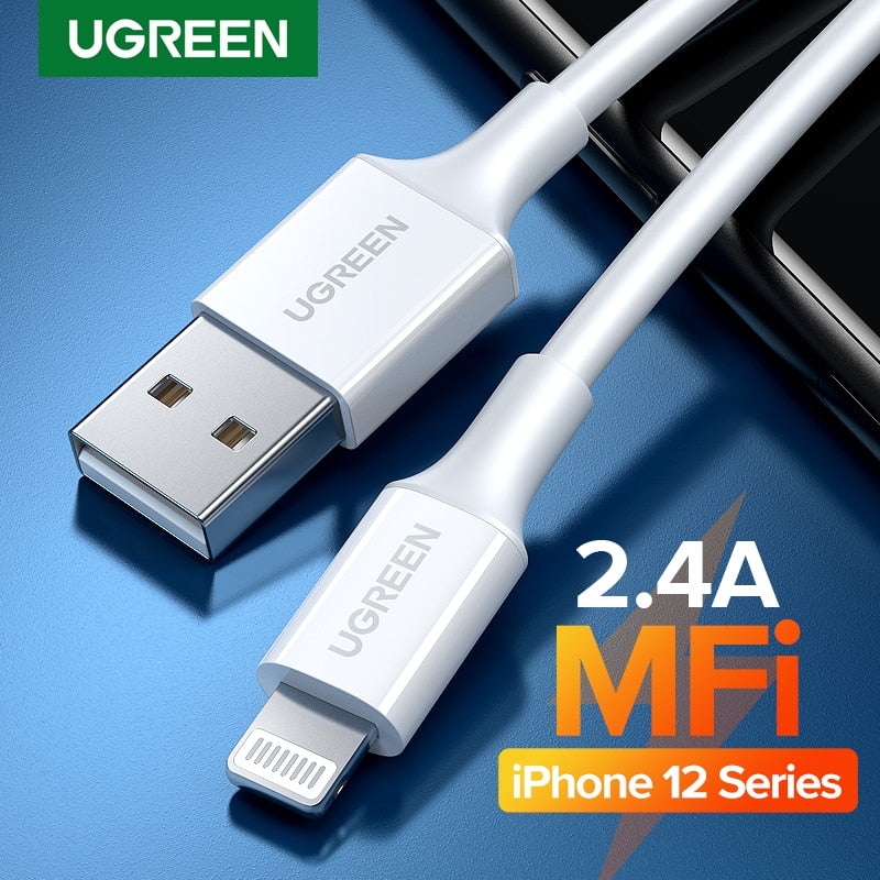 UGREEN MFi USB Cable for iPhone 12 mini 12 Pro Max 2.4A Fast Charging USB Charger Data Cable for iPhone X 11 8 USB Charge Cord