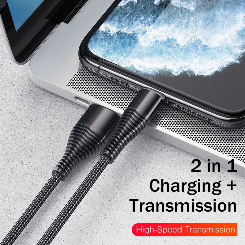 USB Cable For iPhone 12 11 Pro Max Xs Xr X SE 8 7 6 plus Fast Charging USB Type C Cable QC 3.0 Micro USB Cord For Xiaomi Huawei