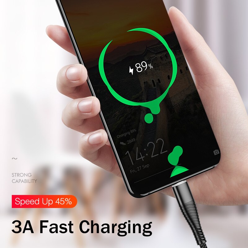 USB Cable for iPhone 12 Pro Max 3A Type C Fast Charger USB C Quick Charge QC 3.0 Android Data Cord Cable for Samsung Xiaomi Wire
