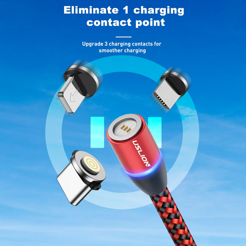 USLION 3A Magnetic Charger Micro USB Type C Cable Fast Charging Cord For iPhone 11 X Fast Charging For Samsung S10 S9 Redmi Note