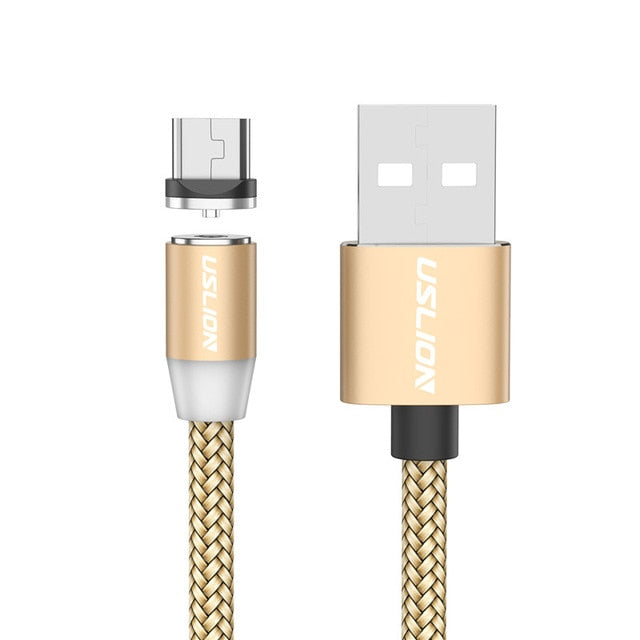 USLION 3M LED Magnetic Cable & Micro USB Cable & USB Type C Cable Nylon Braided Type-C Magnet Charger For Iphone 7 X Samsung S10